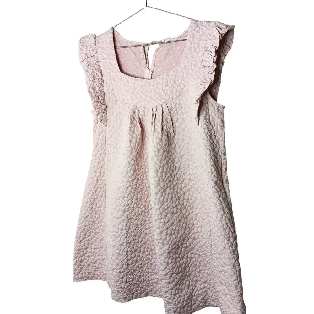 New with Tags Easel TEXTURED DRESS Pink Babydoll Dress SZ S - Picture 3 of 12